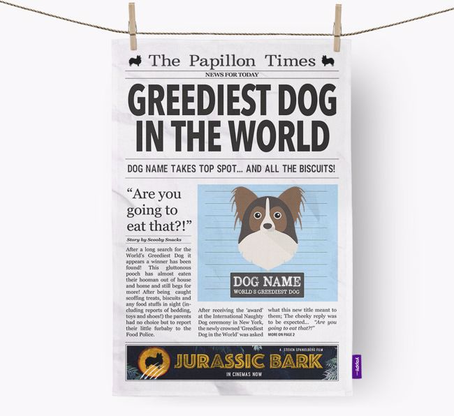 The {breedShortName} Times 'Greediest Dog In The World' Personalised Dish Towel